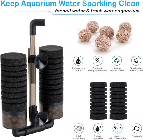 hygger Double Sponge Filter for Fresh and Saltwater Aquariums (Medium)