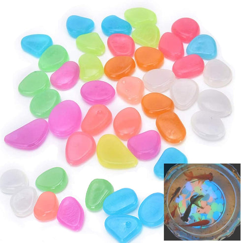 Oubest Glow in The Dark Pebbles, Multi-Colored Glow Stones for Garden, Fish Tank, Walkway, Plant Pots (200)