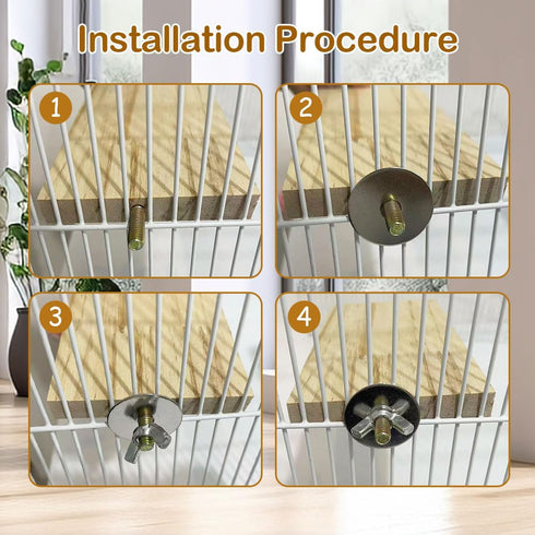 Niwaes Chinchilla Set 7 Pack Wooden Cage Platforms Wood Shelves for Rat Cage Corner Ledges Small Animal Climbing Steps