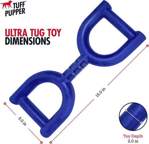 SuperChewy Tough Tug Pull Toy, Strong Natural Rubber for Interactive Tug-of-War for Medium & Large Breeds
