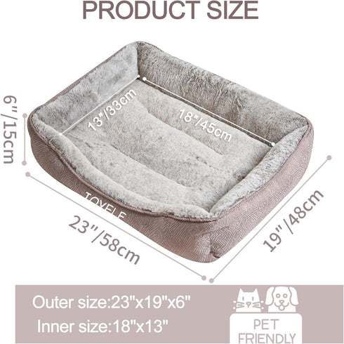 JOYELF Washable Dog Bed, Cute Fluffy Cat Bed for Small Dog, Puppy, Kitten - Small Rectangle Sofa