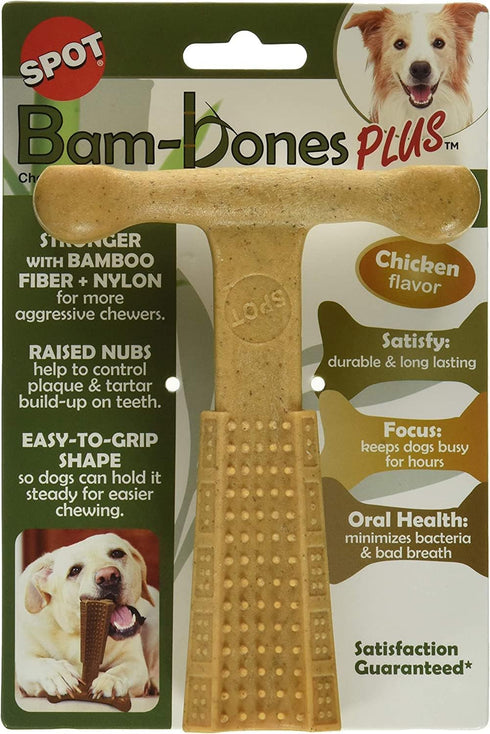 Ethical Pet 3 Pack of Medium 6 Inch Bambones Plus Dog Chew Toys, Chicken Flavor
