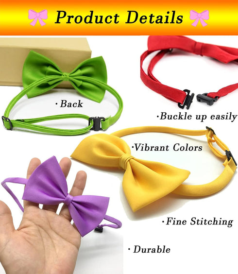Dog Bow Tie Collar, 10 Pcs Grooming Bowties for Dogs Cats, Elegant Color Pack Pet Costumes