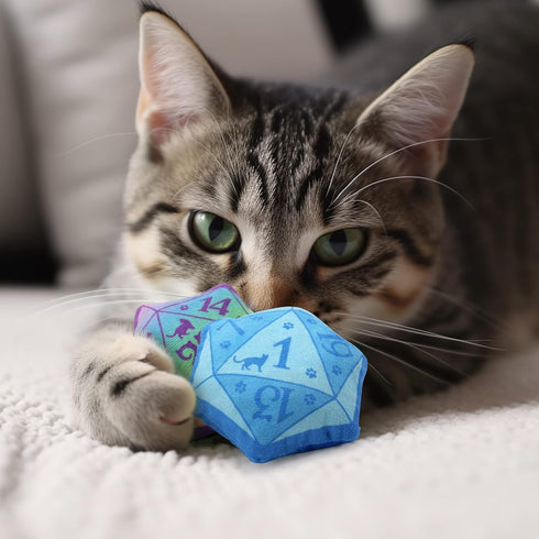 CiyvoLyeen D20 Dice Catnip Toy, Interactive Plush Catmint Toy for DND Role Playing, Set of 5