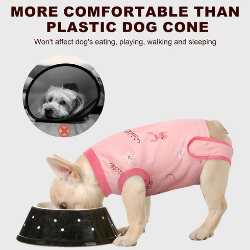 IDOMIK Dog Recovery Suit for Female Spay, Adjustable Anti-Licking Onesie, Soft Wound Bandage & E-Collar