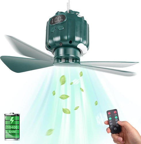 DUKUSEEK Tent Ceiling Fans for Camping Hanging, Portable Tent Fans with Light