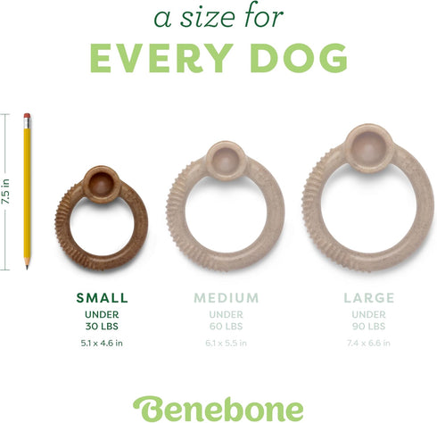 Benebone Ring Durable Dog Chew Toy for Aggressive Chewers, Real Bacon, Made in USA, Small