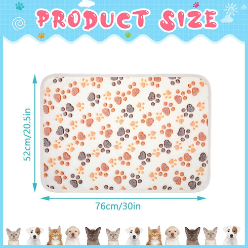 4 Pcs Pet Blanket Dog Puppy Blanket Paw Print Fleece Blanket for Small Medium Pet Dog Cat Warm Soft Sleep Mat Guinea Pig Cage Liners Blanket (White,Medium(30 x 20.5 Inch)) by Tatuo