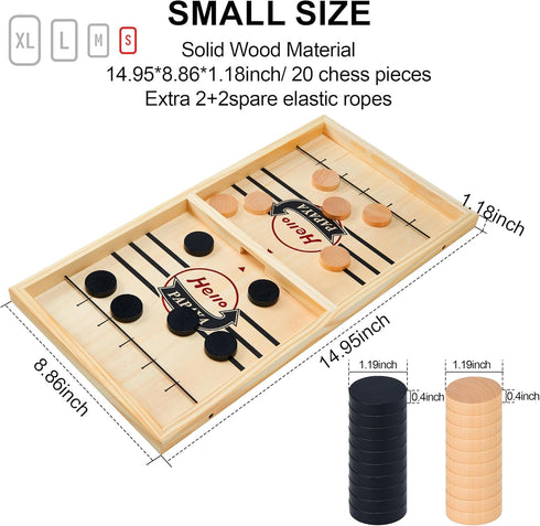 HELLO PAPAYA Fast Sling Puck Game - Test Your Speed and Accuracy with This Fast-Paced Wooden Air Hockey Desktop Battle