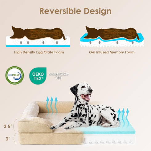 EHEYCIGA Orthopedic Dog Bed for Medium Dogs, Waterproof Memory Foam Couch Bed with Non-Slip Bottom and Washable Cover,