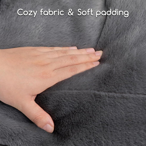Hollypet Fluffy Plush Dog Cat Pet Sofa Couch, Soft Calming Pet Beds for Medium Small Cats and Dogs, Gray