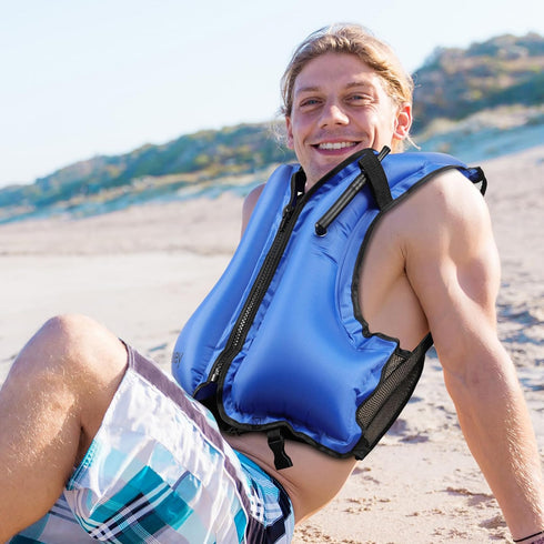 Inflatable Snorkel Vest for Adults, Portable Swim Jacket & Buoyancy Vest for Snorkeling, Swimming, Kayaking