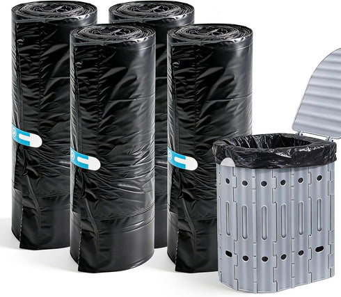 Haenaeg Commode Liners, Portable Toilet Replacement Bags, Tear-Resistant with Handles, Double-layer 1.6 mil