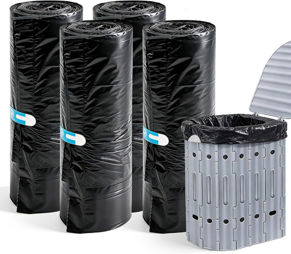 Haenaeg Commode Liners, Portable Toilet Replacement Bags, Tear-Resistant with Handles, Double-layer 1.6 mil