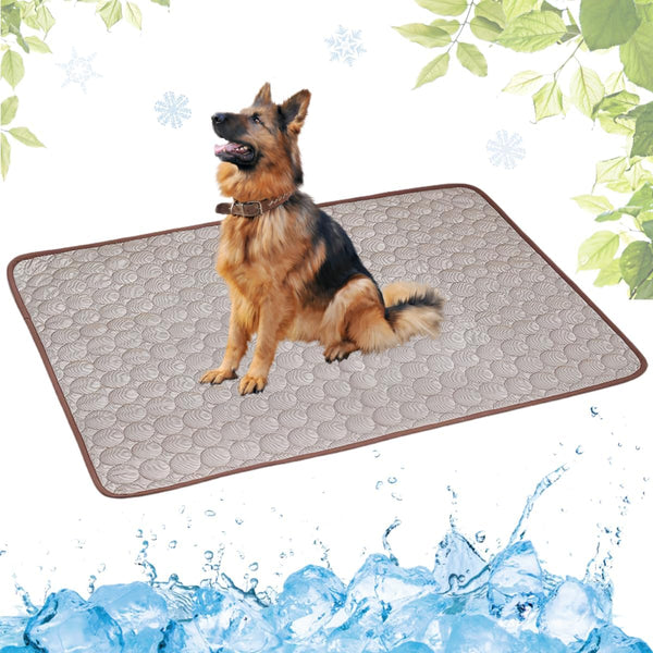 Dog Cooling Mat - Washable Portable Summer Pad, Ice Silk Self-Cooling Mat for Kennel/Sofa/Bed/Floor (Coffee, 27x39in)