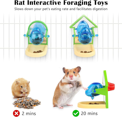 (1PC) Rat Foraging Toy Enrichment Food Toys Puzzle Treat Dispensing Slow Feeder with Mirror Intelligence Growth Cage
