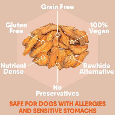 Davie's Sweet Potato Dog Treats, Made in The USA, High in Fiber, Grain Free, Vegan, 2 Pound Bag
