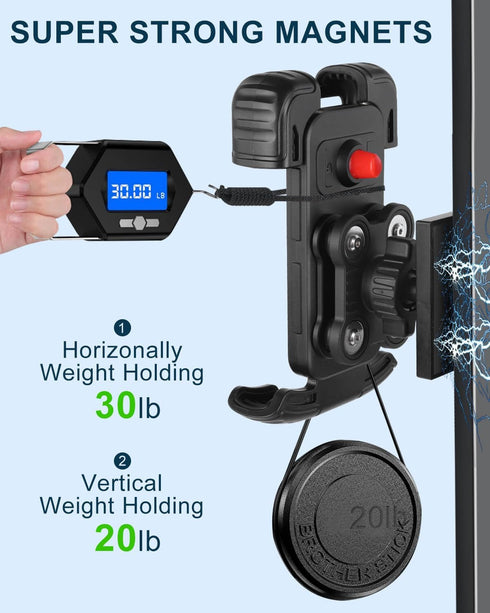 Magnetic Golf Cart Phone Holder Mount with Vibration Dampener & Ultra-Strength Neodymium N52 Magnets for EZGO/Club