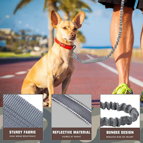 AUROTH Dog Leash for Large Dogs, Heavy Duty Bungee No Pull Leash, Grey Training Leash for Medium Large Breeds, 6FT/4.5FT