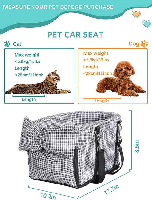 15 lbs Prpeko Dog Car Seat for Small Dogs, Anti-Collapse Pet Seat with Soft Cushion Safety Belt, Fits Dogs & Cats Under