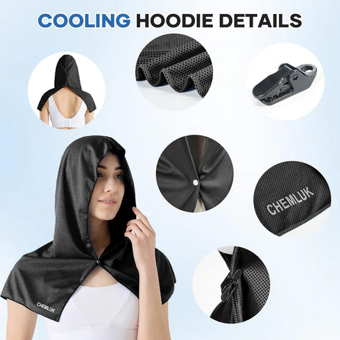 CHEMLUK 50 Cooling Towels for Neck and Face: Instant Cool Hoodie Towel UPF Protection Quick Dry Ice Hooded Towels