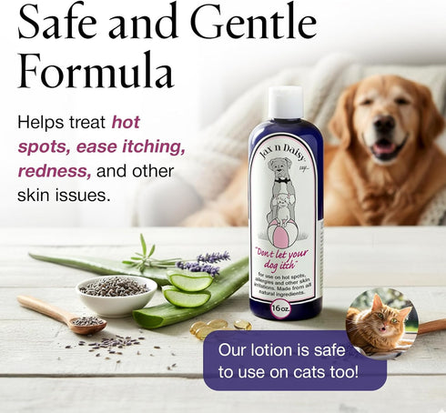 16 oz Jax N Daisy Dont Let Your Dog Itch Lotion, Itch Relief for Dogs, Anti-Itch Skin Soother & Grooming Care