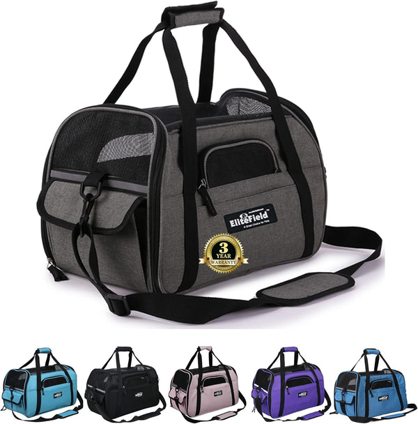 EliteField Soft Sided Pet Carrier, Airline Approved, Large: 19" L x 10" W x 13" H, Charcoal Gray