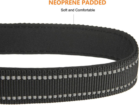 Reflective Nylon Padded Dog Collar, Adjustable Soft Pet Collars for Small Medium Large Dogs (Black)