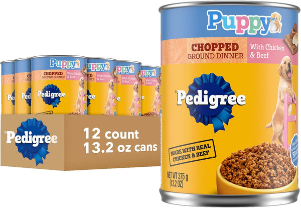 Pedigree Puppy Chopped Ground Dinner Wet Puppy Food with Chicken & Beef,