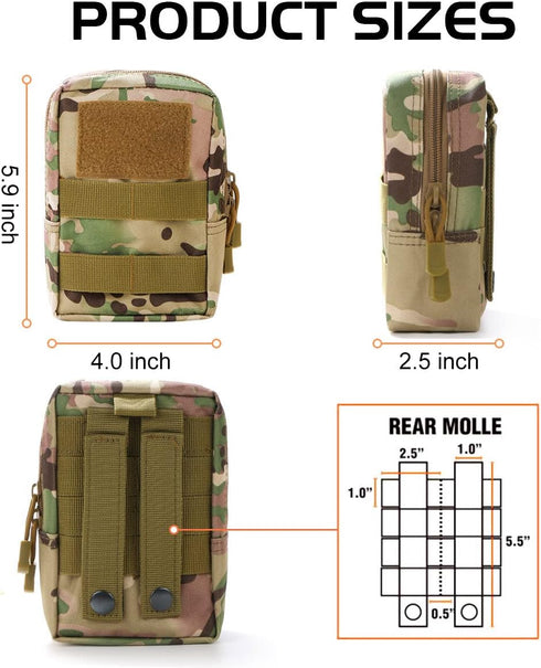 Gogoku 3 Pack Pack Molle Pouch Combo Water Bottle Pouch Holder Tactical Molle Pouches Compact Utility Waist Bag