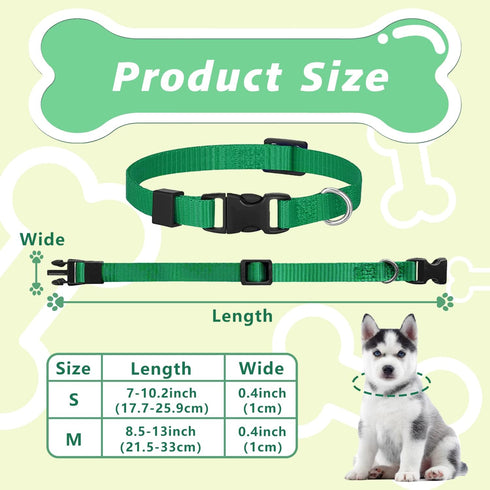 14 Pack Adjustable Puppy Collars - Breakaway Safety Whelping Collars for Small Puppies, Soft Nylon Identification