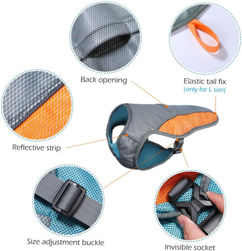 POPETPOP Dog Cooling Vest, Reflective Dog Cooling Coat with Adjustable Side Straps, Pet Cooler Jacket for Small, Medium