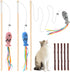 Fashion&cool Cat Wand Toy - 3pcs 16 Inch Natural Wooden Teaser with 5 Pcs Silvervine Sticks for Indoor Cats