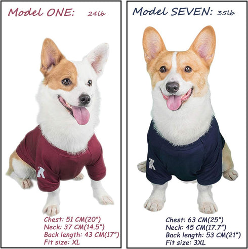 Koneseve Dog Shirts, Soft Cotton Clothes for Small Medium Large Dogs, Breathable Puppy Outfit Kitten Apparel 2-Pack