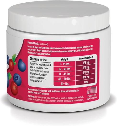 Solid Gold Cat & Dog UTI Vitamins - Powdered Cranberry Supplement for Urinary Tract Support