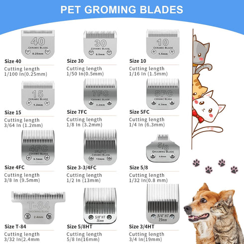 5/8HT Blade Dog Grooming Clipper Replacement Blades - Compatible with Andis Dog Clippers, Detachable Stainless Steel