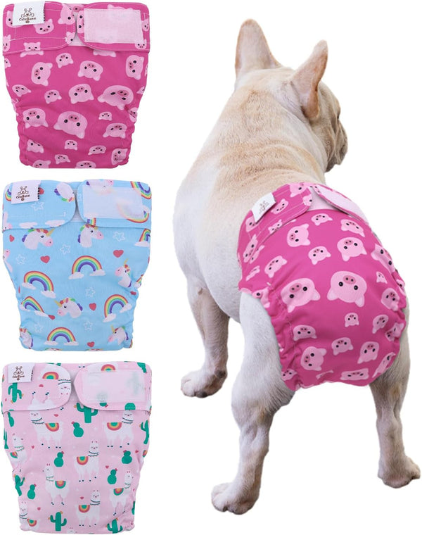 CuteBone Washable Dog Diapers Female No Tail Hole 3 Pack Reusable Doggie