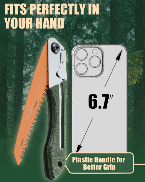 LAGOM Folding Saw, 8.2" Camping Hand Saw Made with SK5 Steel, Survival Folding Camp Saw