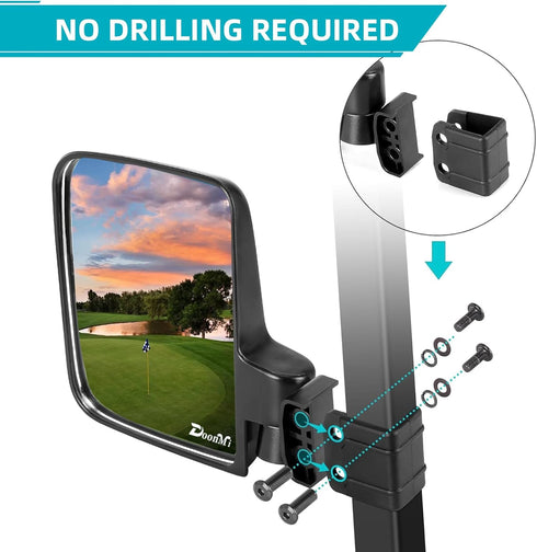 Golf Cart Mirror - No-drilling Side Rear View Mirror Compatible