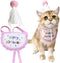 KOOBURS Cute Pet Birthday Costume Bandana Scarf Bib and Hat Set for Cat