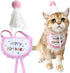 KOOBURS Cute Pet Birthday Costume Bandana Scarf Bib and Hat Set for Cat