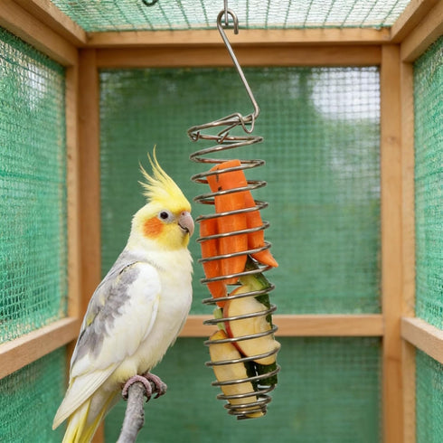 Yeqeyiq Millet Holder for Bird Cage, Bird Foraging Toy Feeder for Parrots Parakeet Cockatiel, Stainless Steel Bird