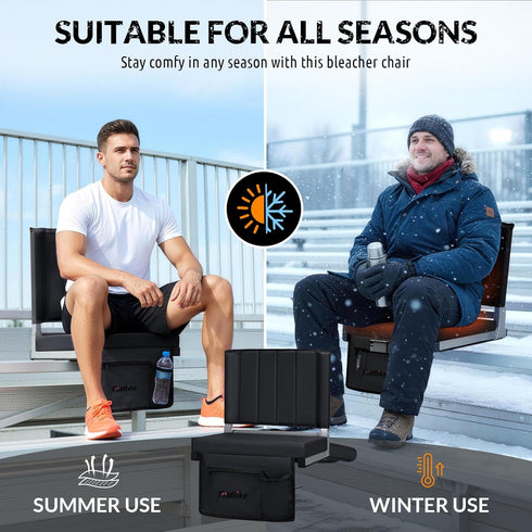 Thallike Stadium Seat for Bleachers with Back Support, Foldable Bleacher Seat Padded Stadium Chair Portable Bleacher