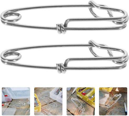 12pcs GANAZONO Stainless Steel Fishing Snap Buckle and Open Eye Connector High Strength Snap Swivel Clip for Sea