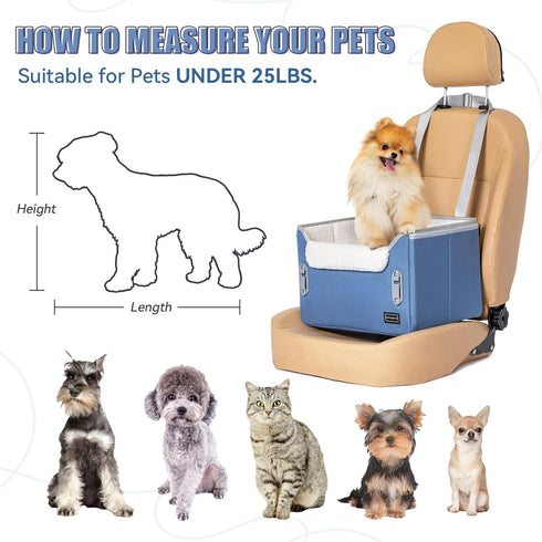 PETSFIT Dog Car Seats for Small DogsPatented Safety BucklesSafety TetherFoldable Travel Dog Booster Car Seat Reduces