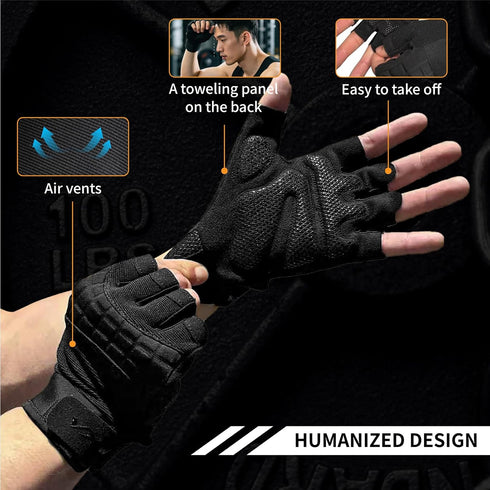 VWX Anti-Slip Gel Palm Workout Gloves for Men and Women - with Sweat-Wicking Fabric for Gym,Weight Lifting, Cycling