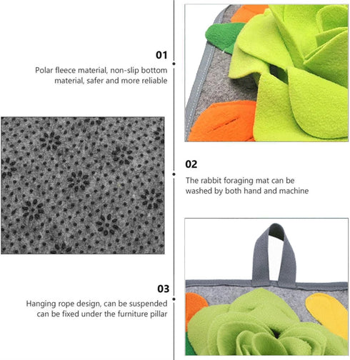Chinchilla (1 Pack) Rabbit Snuffle Mat Washable Foraging Pad Indoor Enrichment Toys for Small Animal Ferret Bunny