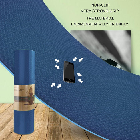 Yoga Mat 1/3 inch QMKGEC Exercise Mats, 8mm TPE Non-Slip Extra Thick Eco Friendly for Yoga Workout Pilates