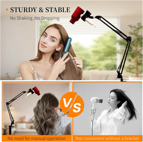 Dog Hair Dryer Holder - Pet Grooming Table Stand, Hands-Free 360° Rotating Blow Dryer Holder with Adjustable Clamp Mount