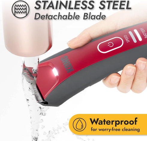 2-Speed 6 Kong Cordless-Corded Dog Clipper Kit Stainless Steel Blade, Waterproof, LED Spotlight, Use-While-Charging